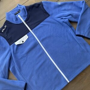 RLX Ralph Lauren Fleece Jacket Mens XL Blue Navy Full Zip Golf RSM Classic